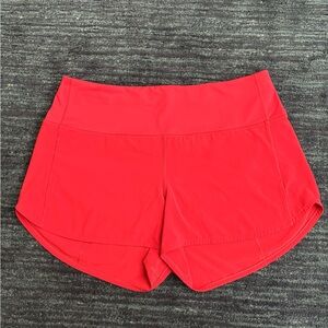 EUC! Lululemon Speed Up shorts, size 12, red, high rise, 4” inseam.